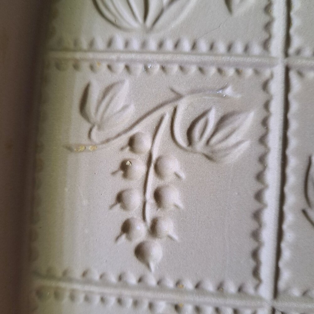 Brown Bag Cookie Art 1983 Hill Design Stoneware Mold 9 Florals Handles 8" Square - Picture 7 of 14